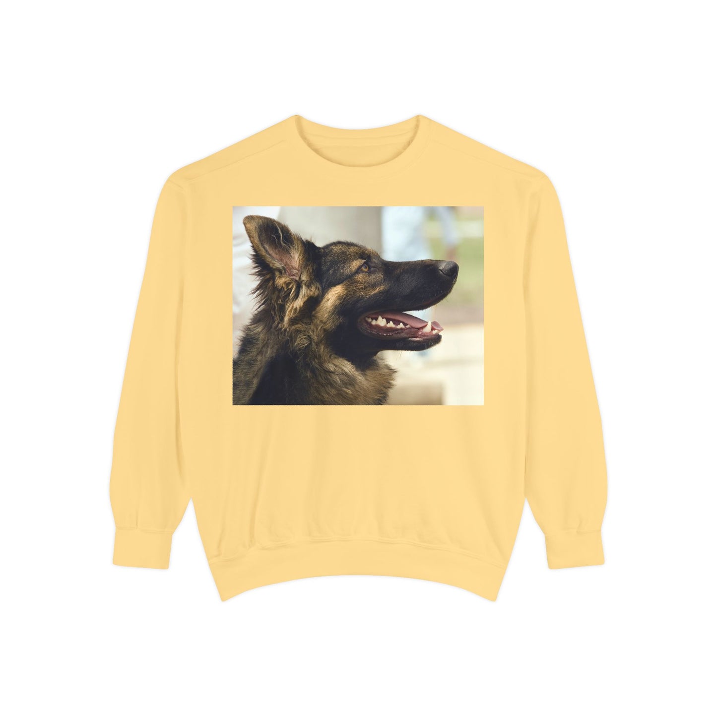 Unisex Dog Lover Sweatshirt With Close Up of Working German Shepherd Mouth Opened