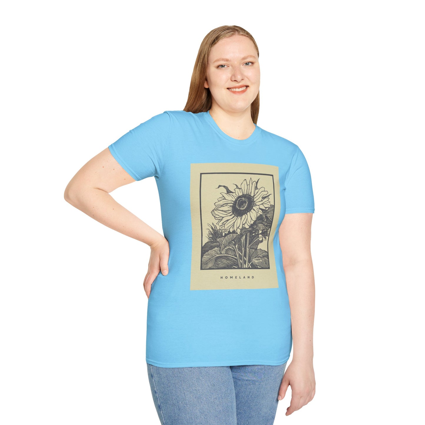 Vintage Sunflower Unisex T-Shirt, Softstyle Tee, Casual Wear, Nature Lover Gift, Summer Fashion, Homelands Design