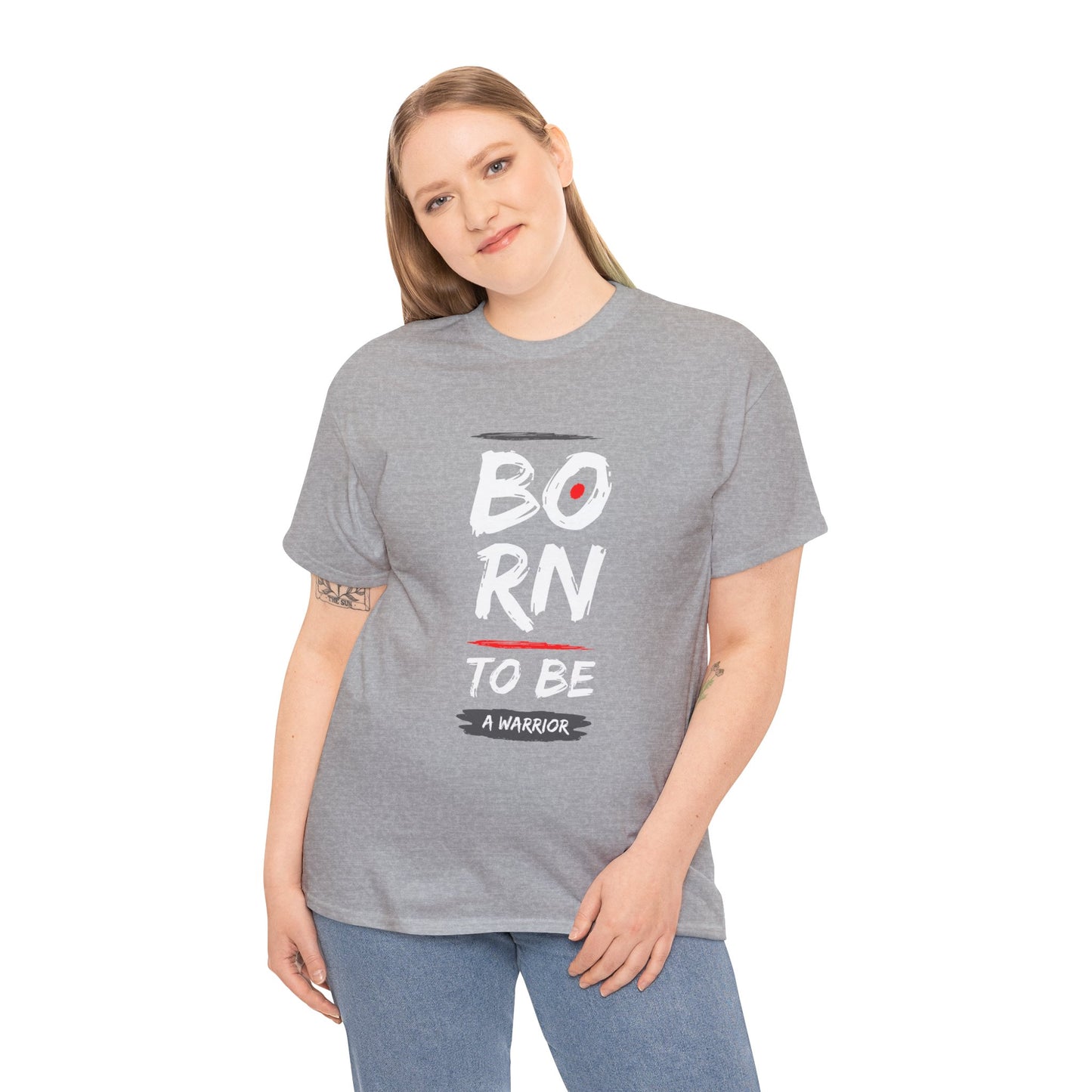 Born to Be a Warrior Unisex Heavy Cotton Tee, Inspirational Shirt for Veterans, Motivational Gift, Fitness Apparel, Casual Wear