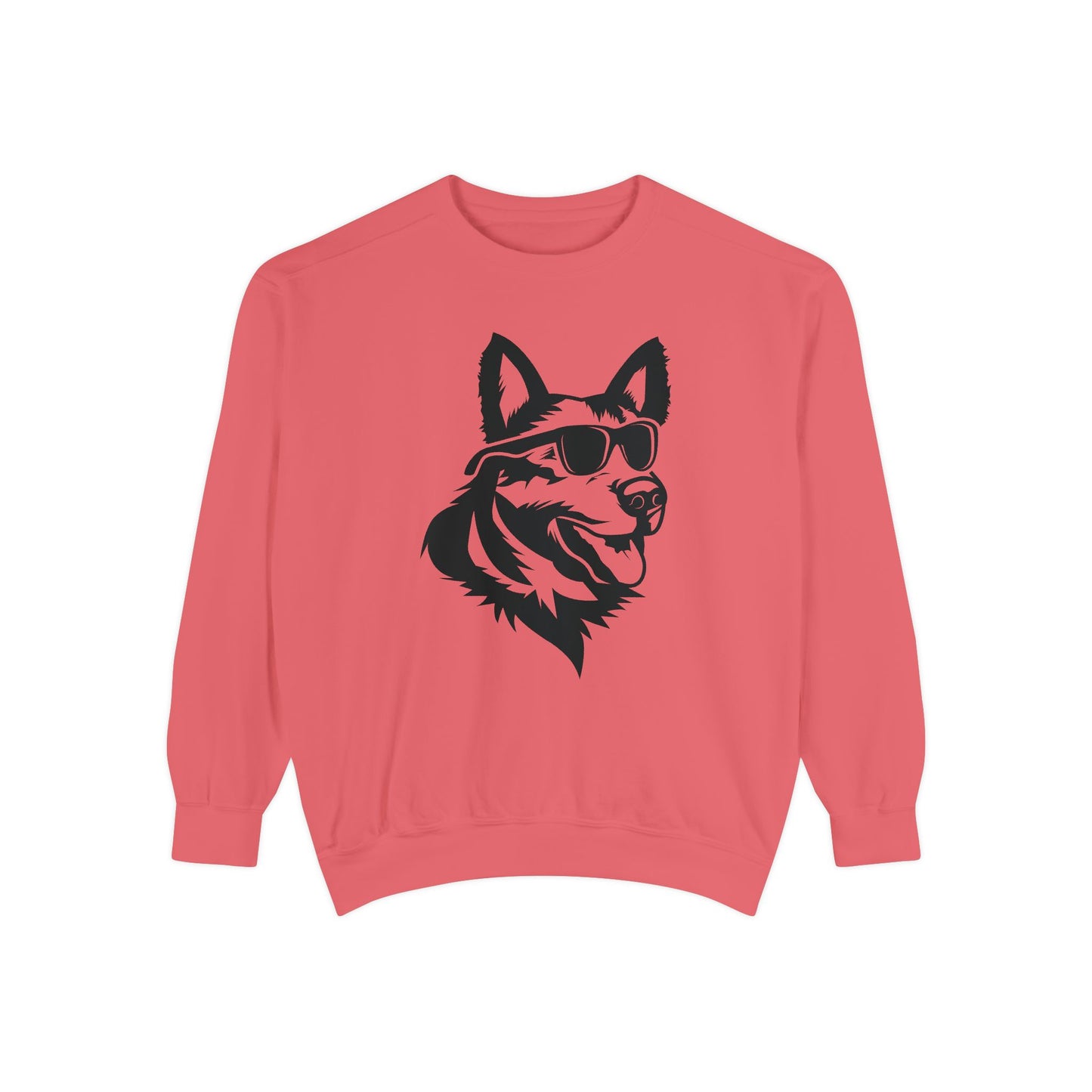 Unisex Dog Lover Sweatshirt With a Close Up Graphic of German Shepherd Wearing Black Glasses