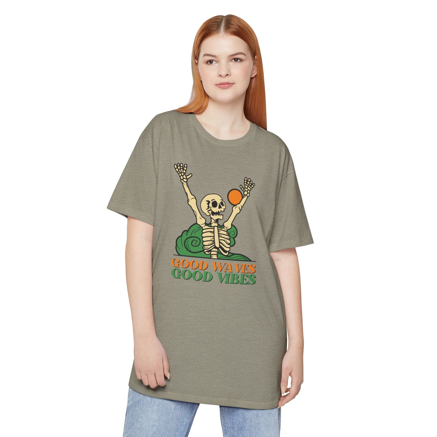 Good Waves Good Vibes Unisex Tee | Casual Summer Shirt, Urban Streetwear, Gift for Beach Lovers, Music Festivals, Adventure Spirit