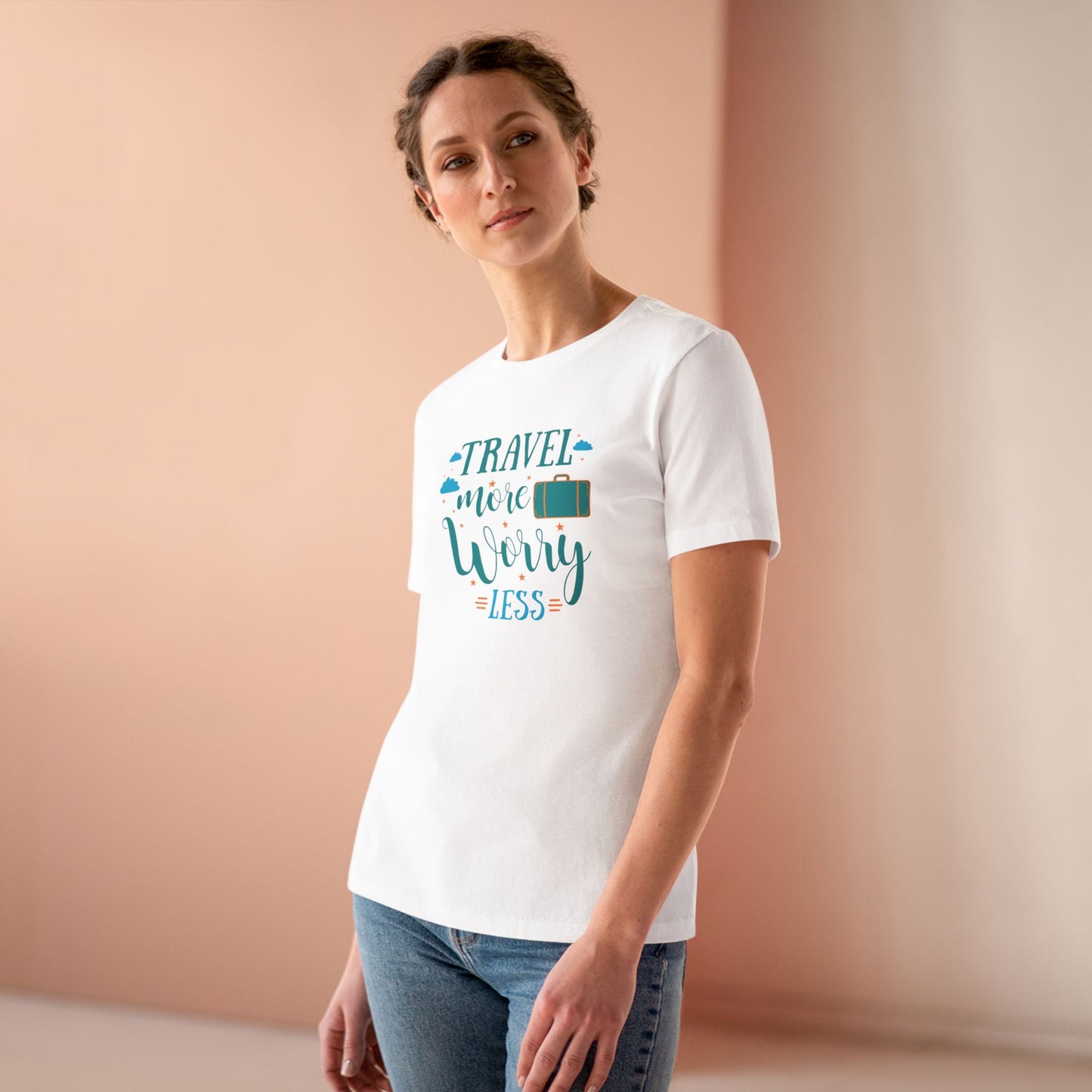 Travel More Worry Less Women's Cotton Tee, Travel Shirt, Vacation Top, Adventure Tee, Gift for Travelers
