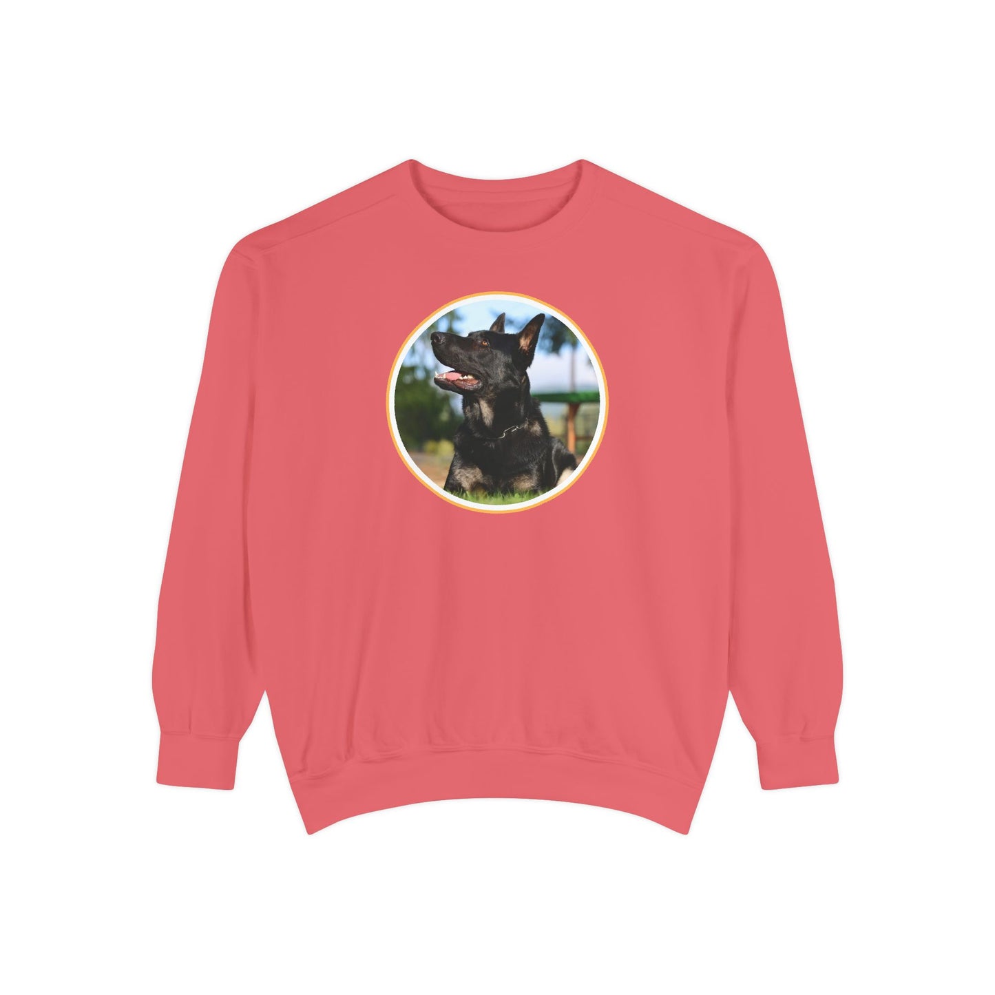 Unisex Dog Lover Sweatshirt With Close Up of Bicolor German Shepherd Inside Round Shape