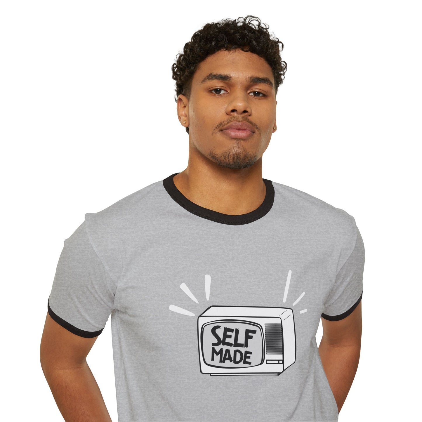 Self Made Unisex Cotton Ringer T-Shirt | Vintage Style Tee, Motivational Gift, Casual Wear, Entrepreneurship Shirt, Everyday Comfort