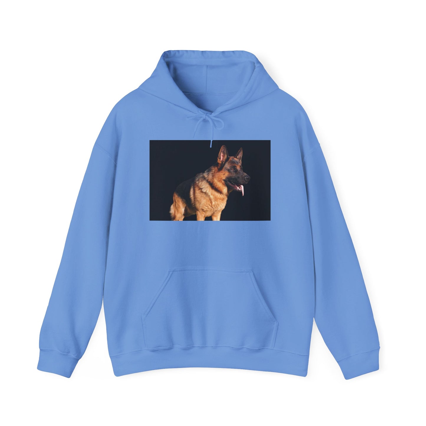 Unisex Dog Lover Hoodie With a Showline German Shepherd Leaving Tongue Out Standing for a Pose