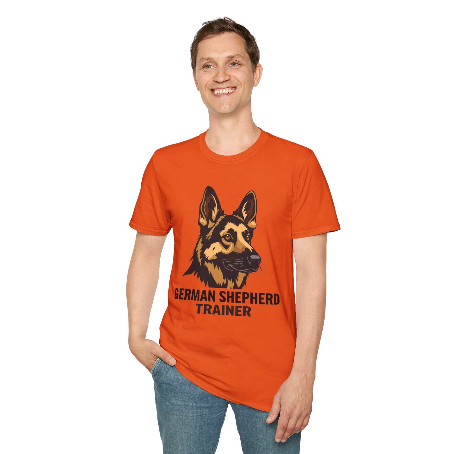 German Shepherd Trainer Unisex Softstyle T-Shirt, Dog Lover Gift, Pet Trainer Apparel
