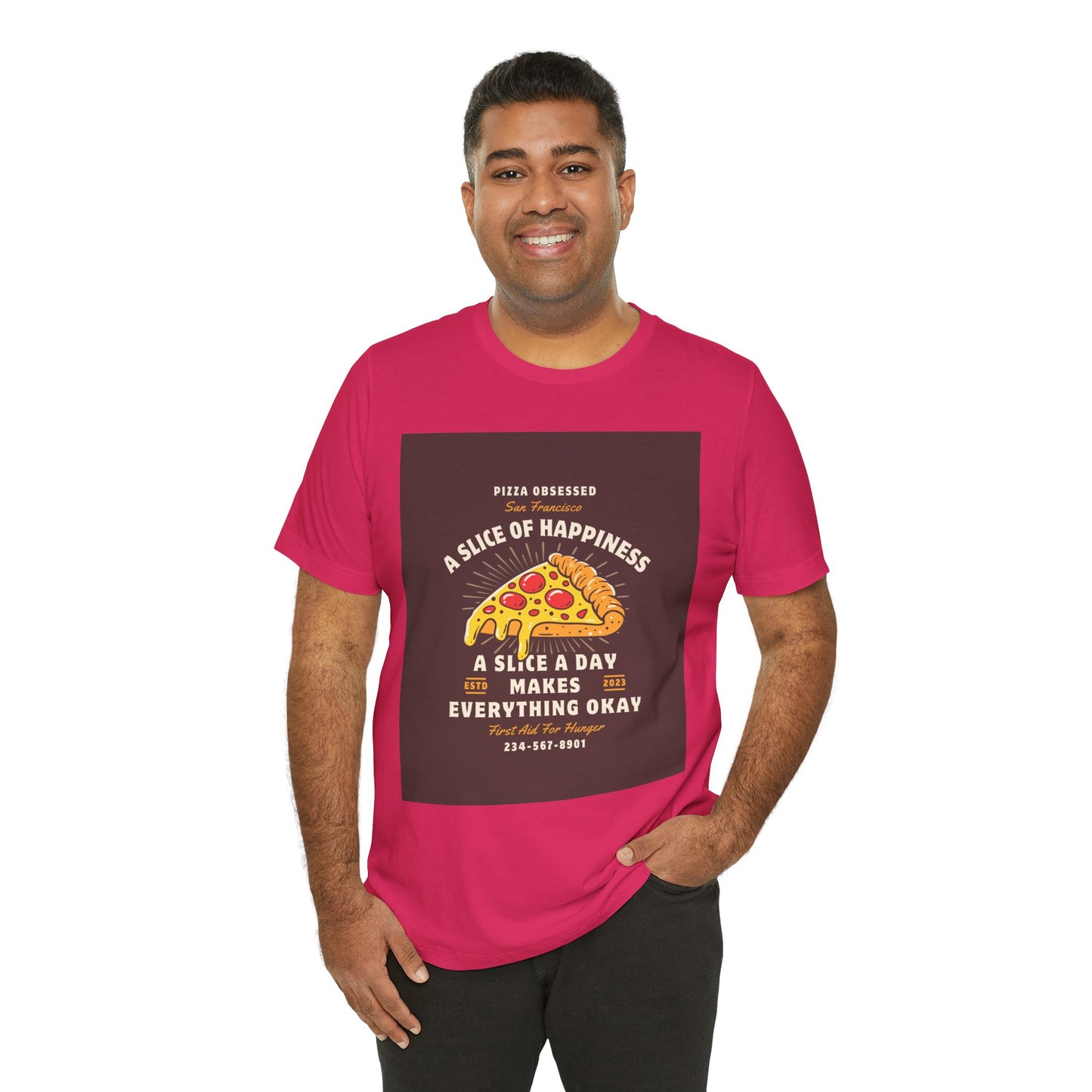 Pizza Lover's Happiness Tee, Fun Unisex T-Shirt, Casual Wear, Gift for Foodies, Pizza Party Attire, Comfortable Daily Shirt