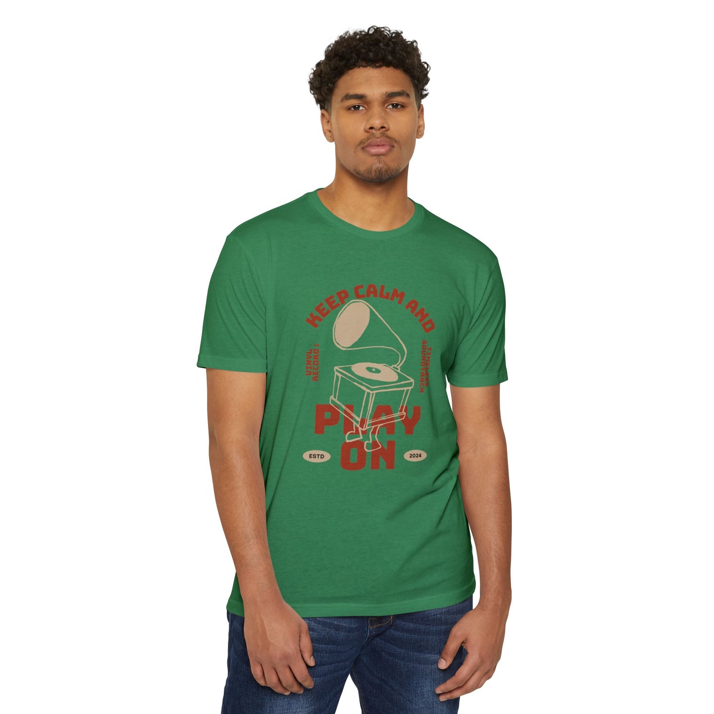 Retro Music Vibe T-Shirt, Unisex Tee, Gift for Music Lovers, Keep Calm and Play On Shirt, Casual Summer Wear, Music Themed Apparel