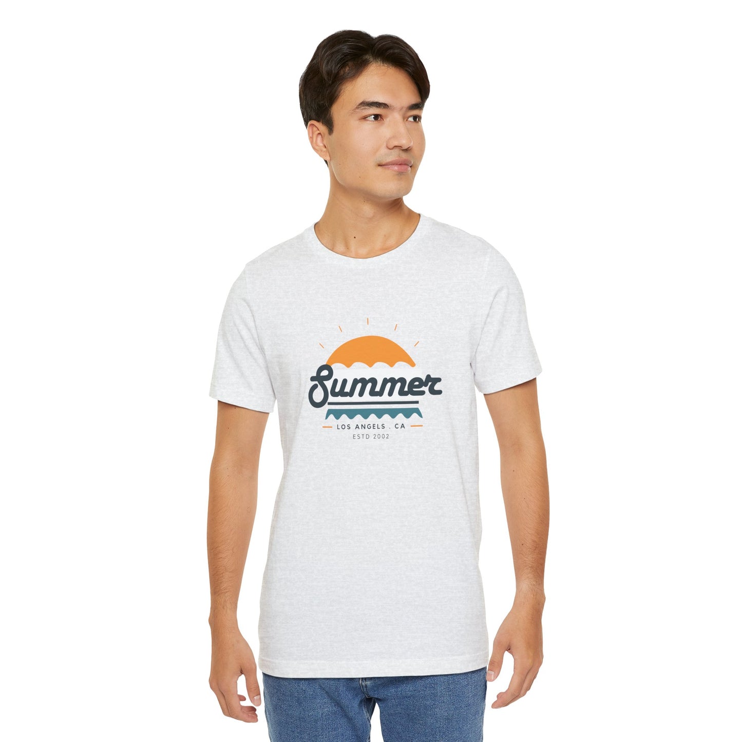 Summer Vibes Unisex Jersey Short Sleeve Tee, Beach Shirt, Casual Summer Wear, Gift for Friends, Coastal Adventure Top, LA Style Tee