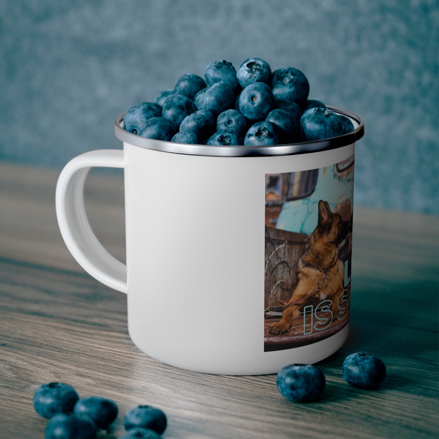 Life Is Simple Enamel Camping Mug - Perfect for German Shepherd Lovers, Outdoor Adventures & Cozy Gatherings
