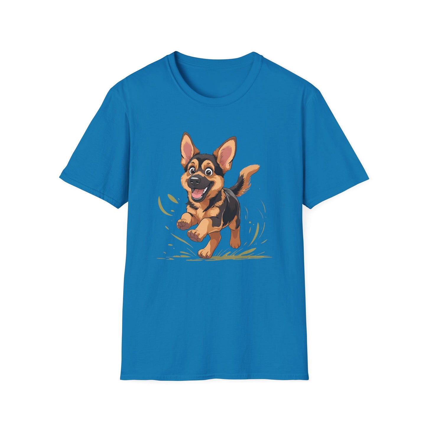 Cute Playing Puppy Graphic Unisex Softstyle T-Shirt, Dog Lover Gift, Casual Wear, Animal Theme Shirt, Perfect for Birthdays, Pet Owners
