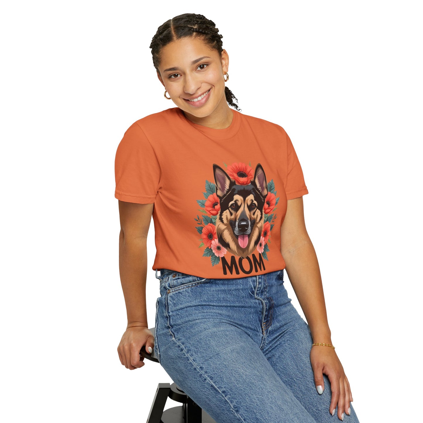 Floral German Shepherd Dog Mom T-Shirt, Perfect Gift for Dog Lovers, Mother’s Day, Birthday, Casual Wear, Comfortable Everyday Tee