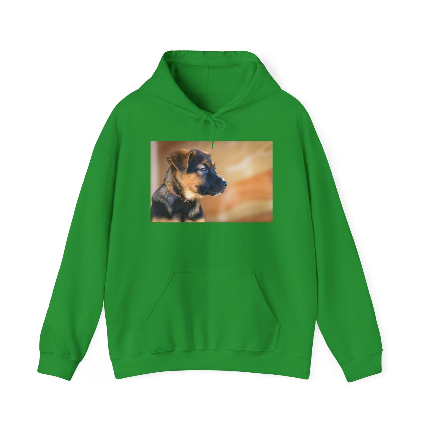 A Unisex Dog Lover Hoodie With a and Red German Shepherd Puppy With Floppy Ears