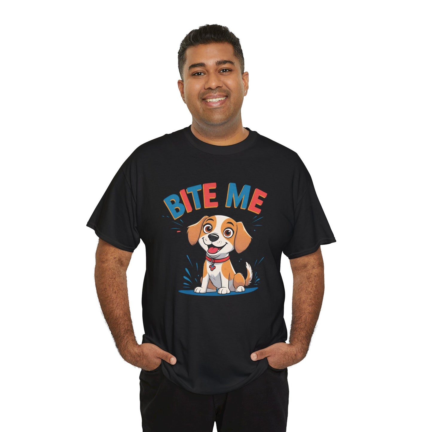 Playful Dog Lover Tee, Bite Me Unisex Cotton T-Shirt for Dog Trainers, Funny Gift for Dog Lovers, Cute Dog Apparel