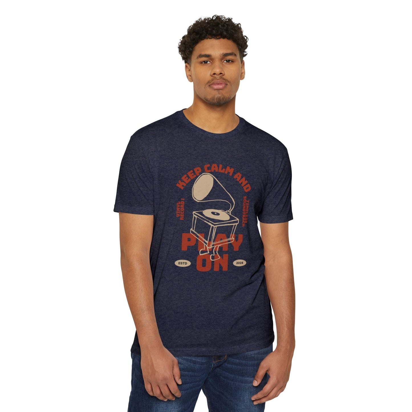 Retro Music Vibe T-Shirt, Unisex Tee, Gift for Music Lovers, Keep Calm and Play On Shirt, Casual Summer Wear, Music Themed Apparel
