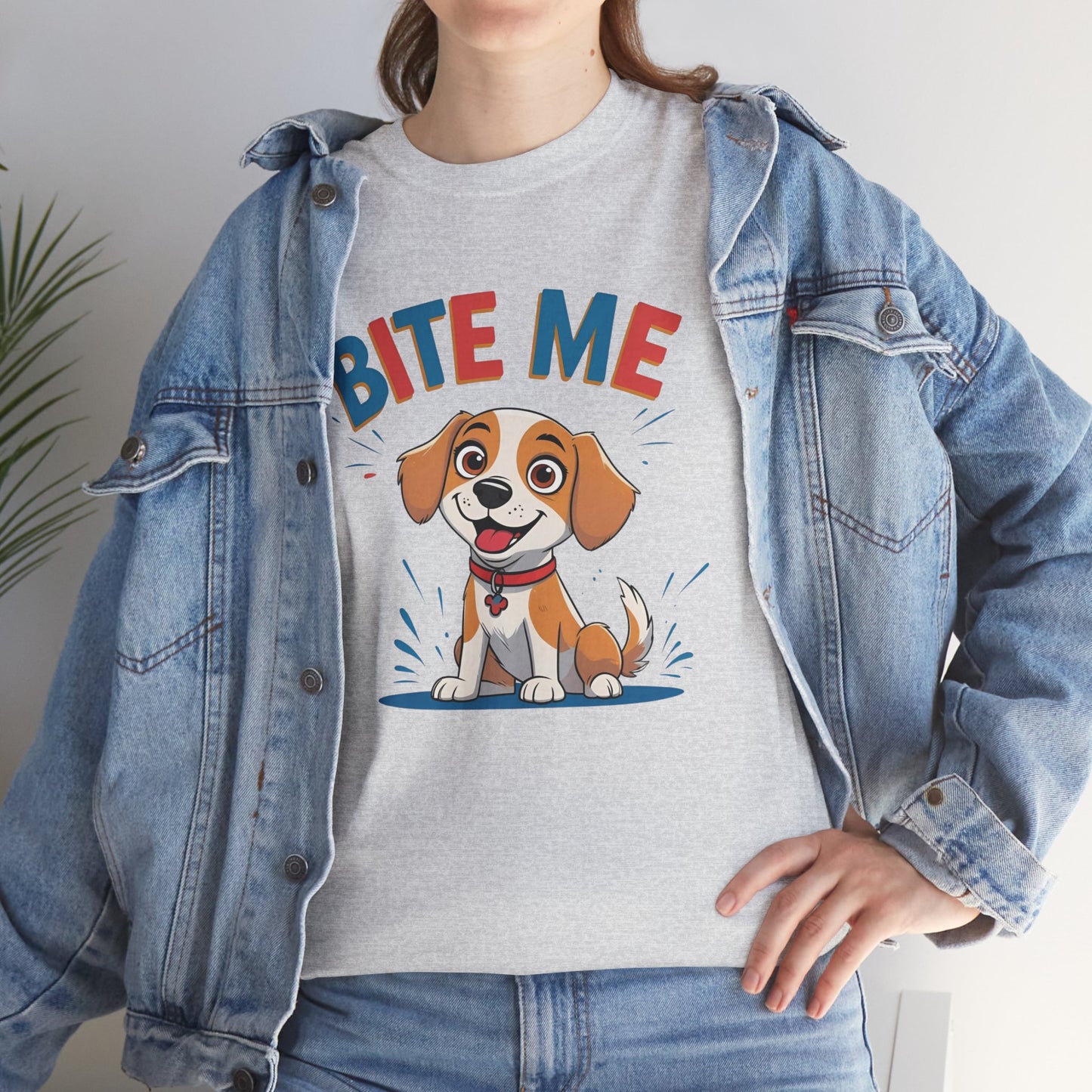 Playful Dog Lover Tee, Bite Me Unisex Cotton T-Shirt for Dog Trainers, Funny Gift for Dog Lovers, Cute Dog Apparel