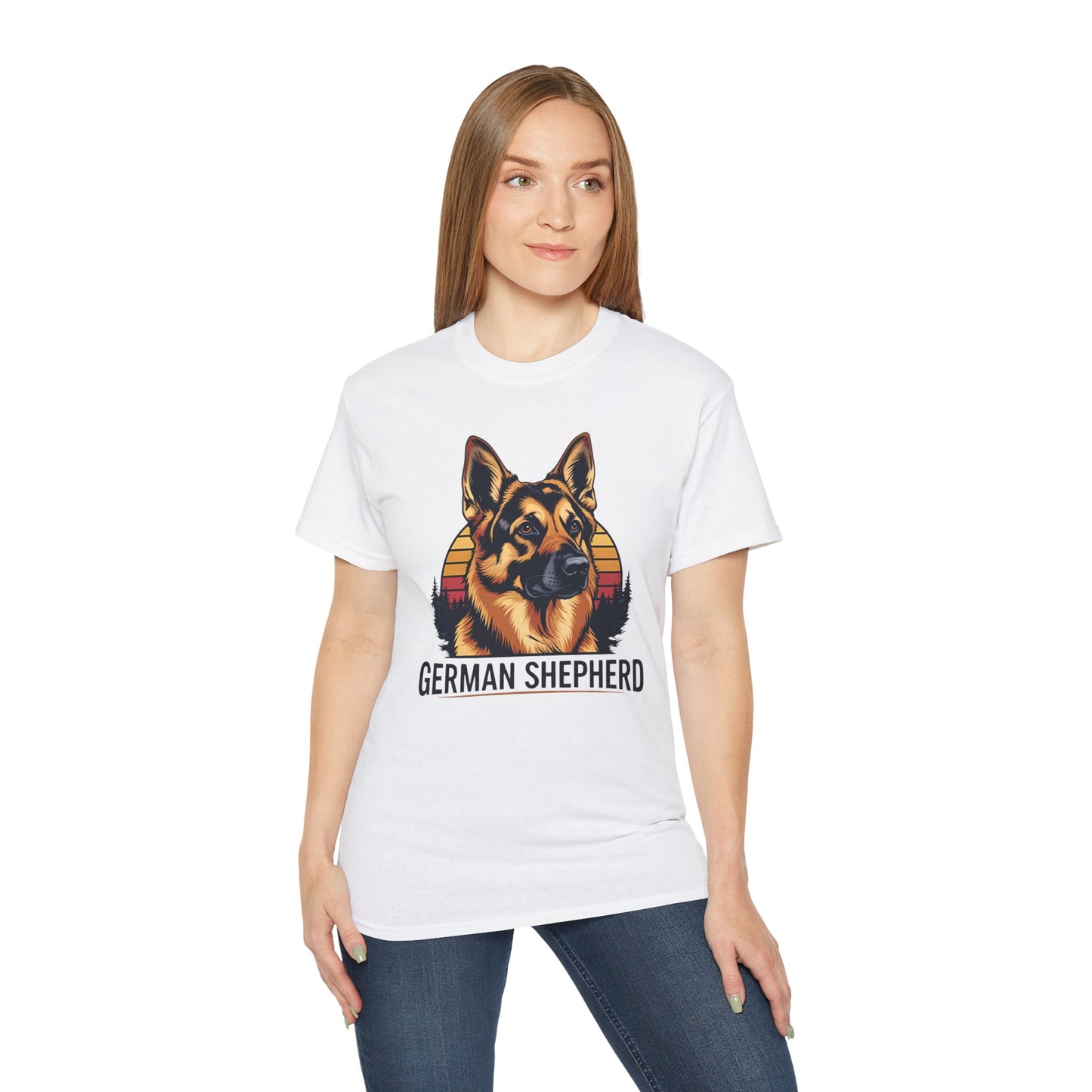 German Shepherd Ultra Cotton Tee, Dog Lover Gift, Retro Design, Pet Owner Shirt, Animal Apparel, Birthday Gift, Casual Wear