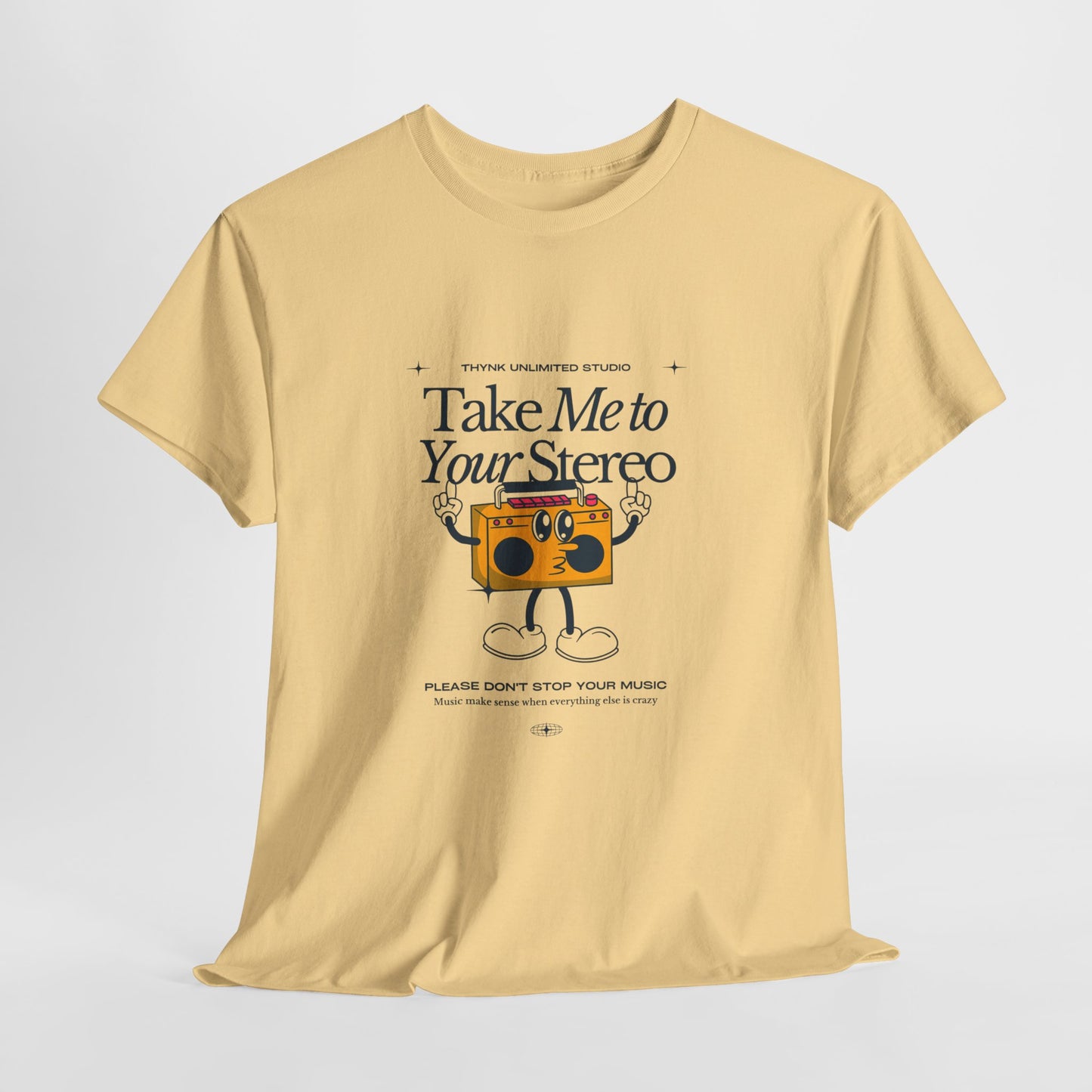 Retro Music Lover Tee - Take Me To Your Stereo, Vintage Style Shirt, Graphic T-Shirt, Unisex Cotton Top, Perfect Gift for Musicians, Summer Outfit
