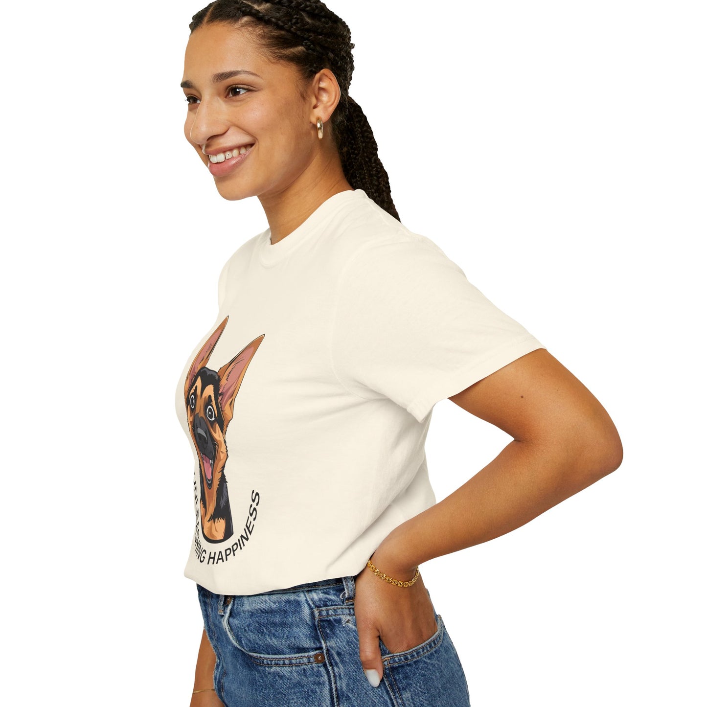 Happy Dog Graphic Tee, Unisex German Shepherd Puppy T-Shirt - Unleashing Happiness, Pet Lover Gift, Animal Lovers Apparel, Unique Dog Lover Shirt
