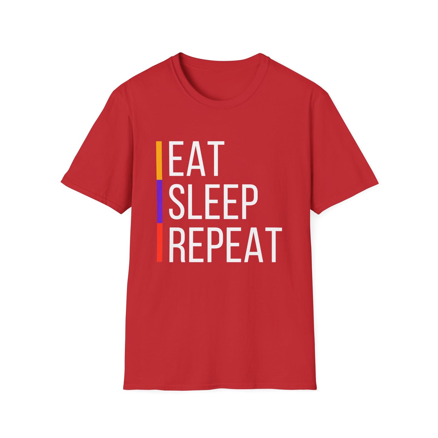 Eat Sleep Repeat Unisex Softstyle T-Shirt - Perfect for Casual Outings, Funny Gift, Relaxation Apparel, Everyday Wear, Motivational Tee