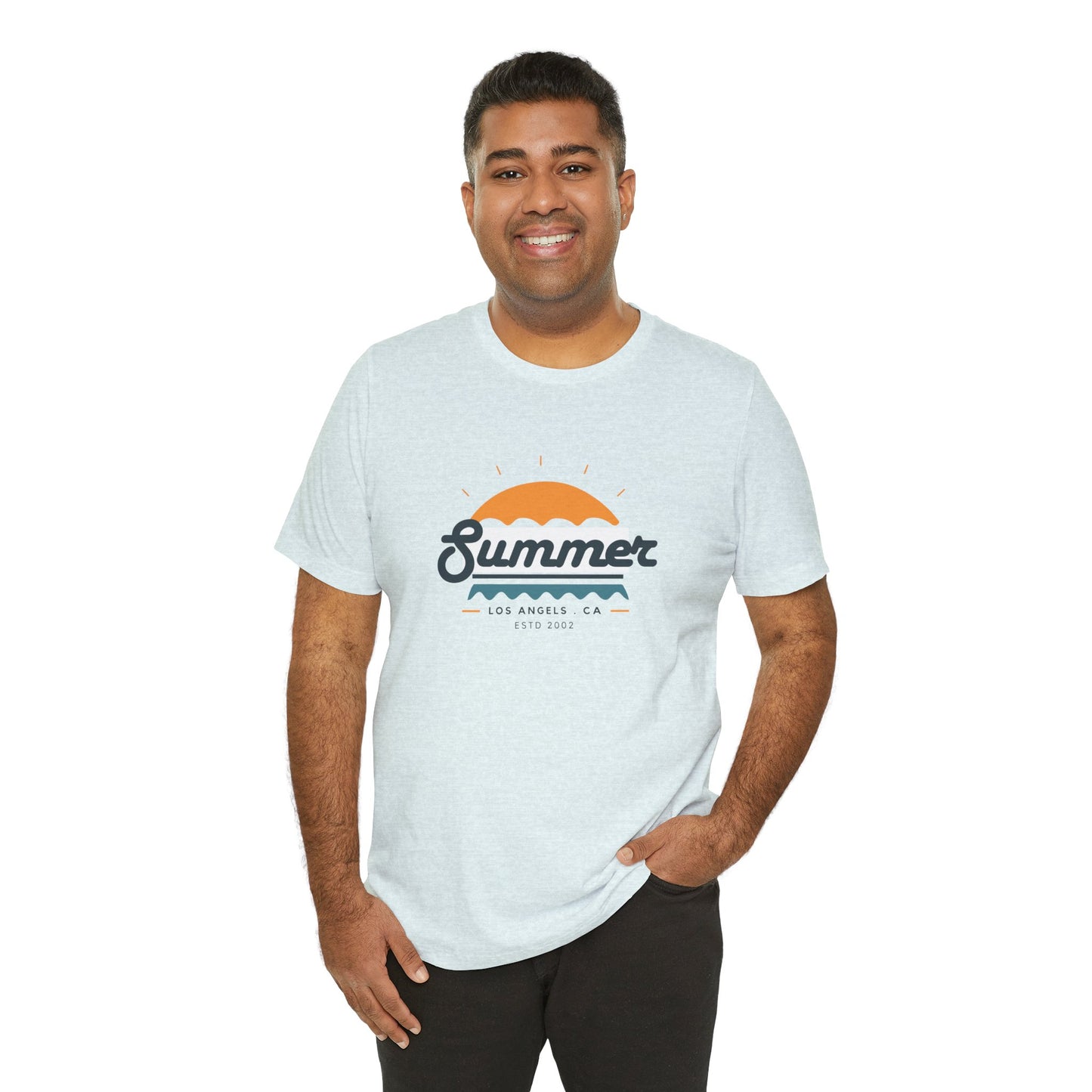 Summer Vibes Unisex Jersey Short Sleeve Tee, Beach Shirt, Casual Summer Wear, Gift for Friends, Coastal Adventure Top, LA Style Tee