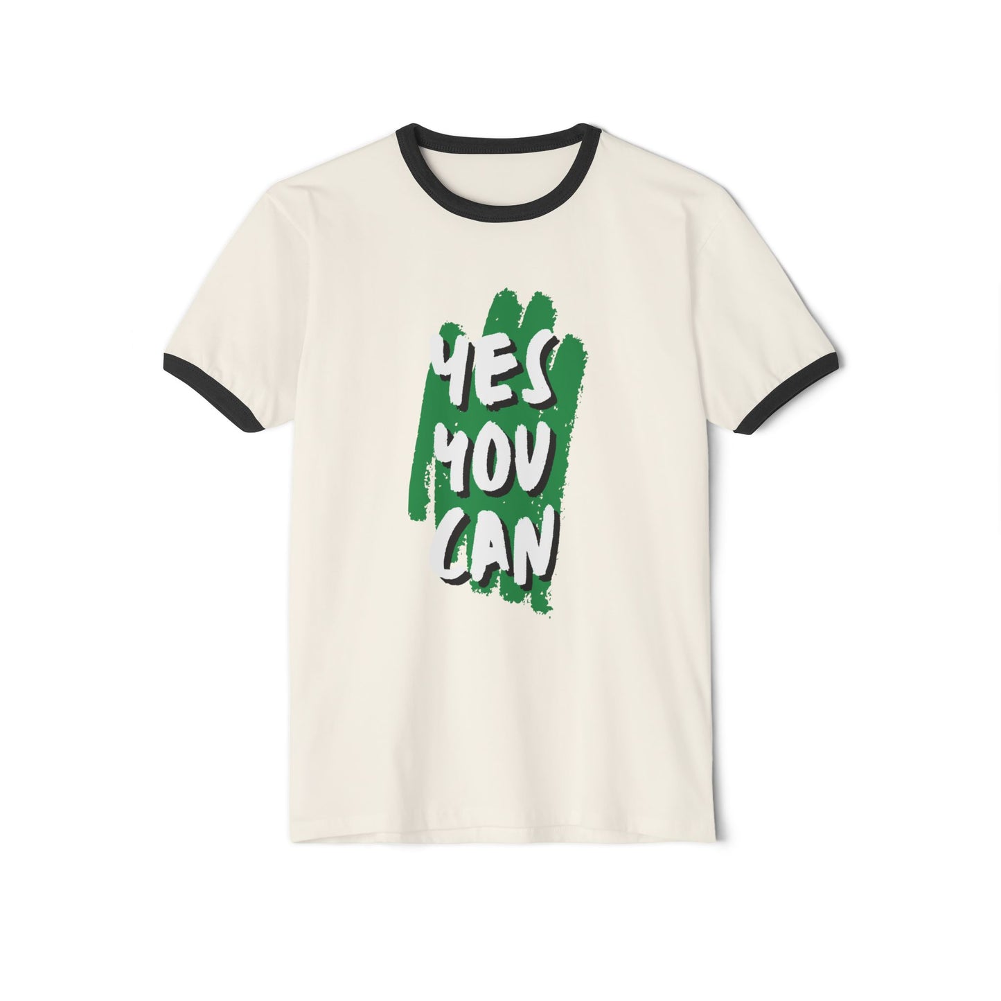 Yes You Can Unisex Cotton Ringer T-Shirt, Motivational Tee, Casual Wear, Gift for Friends, Positive Vibes, Everyday Comfort