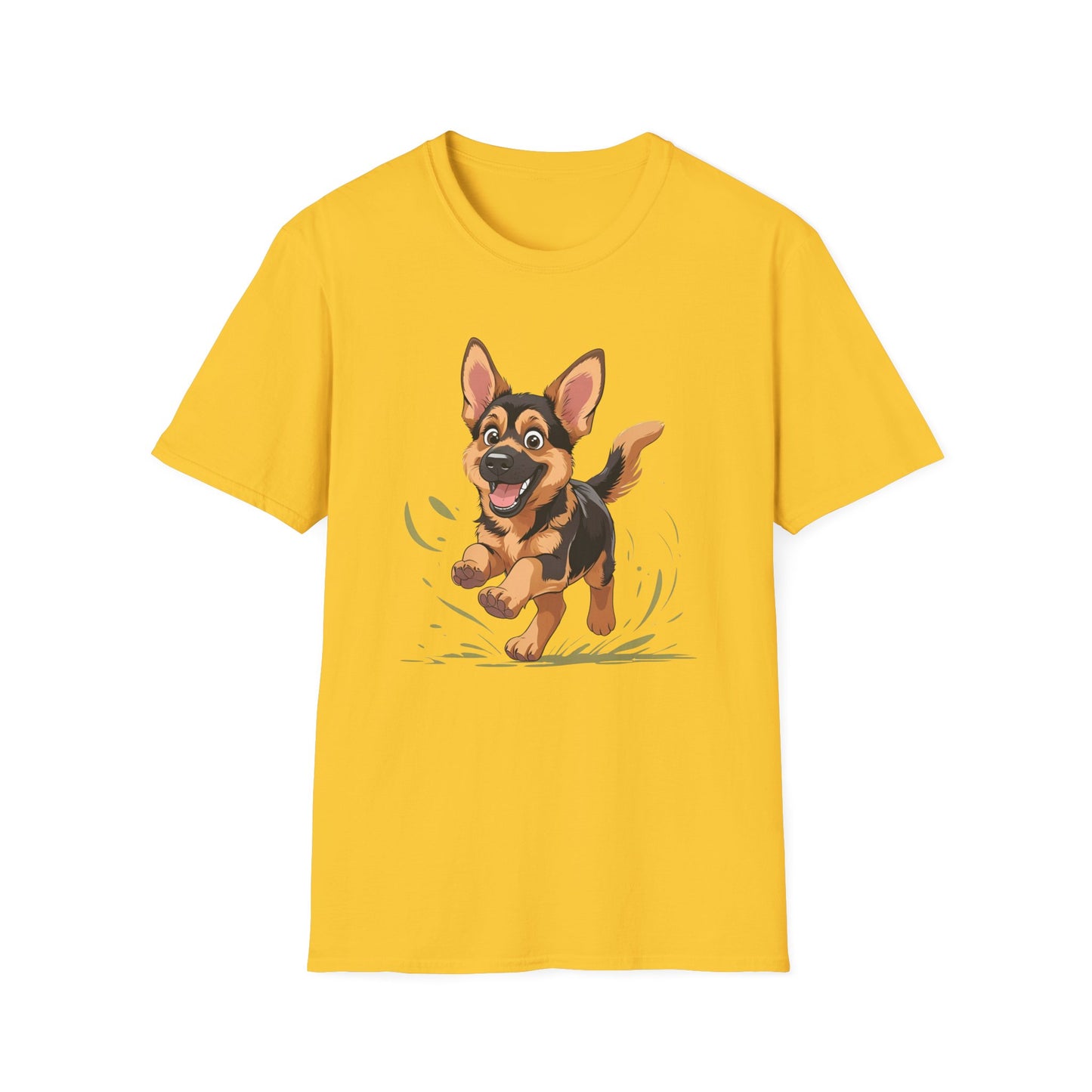 Cute Playing Puppy Graphic Unisex Softstyle T-Shirt, Dog Lover Gift, Casual Wear, Animal Theme Shirt, Perfect for Birthdays, Pet Owners