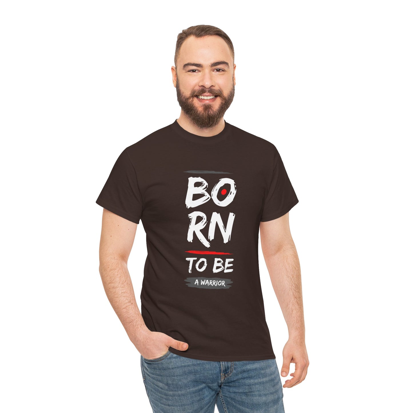 Born to Be a Warrior Unisex Heavy Cotton Tee, Inspirational Shirt for Veterans, Motivational Gift, Fitness Apparel, Casual Wear