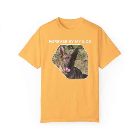 Unisex Dog Lover T-Shirt With Sable German Shepherd and Caption Forever By My Side