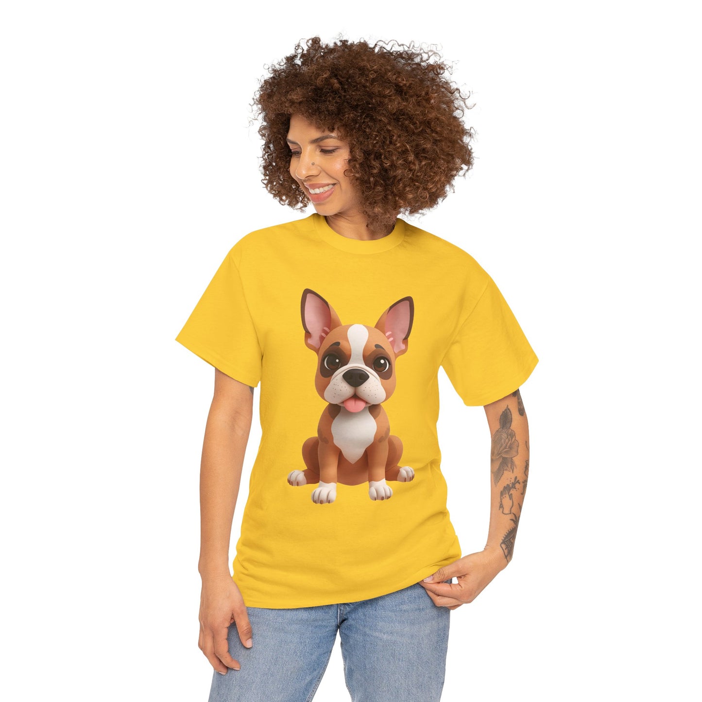 Cute 3D French Bulldog T-Shirt Unisex Heavy Cotton Tee, Dog Lover Gift