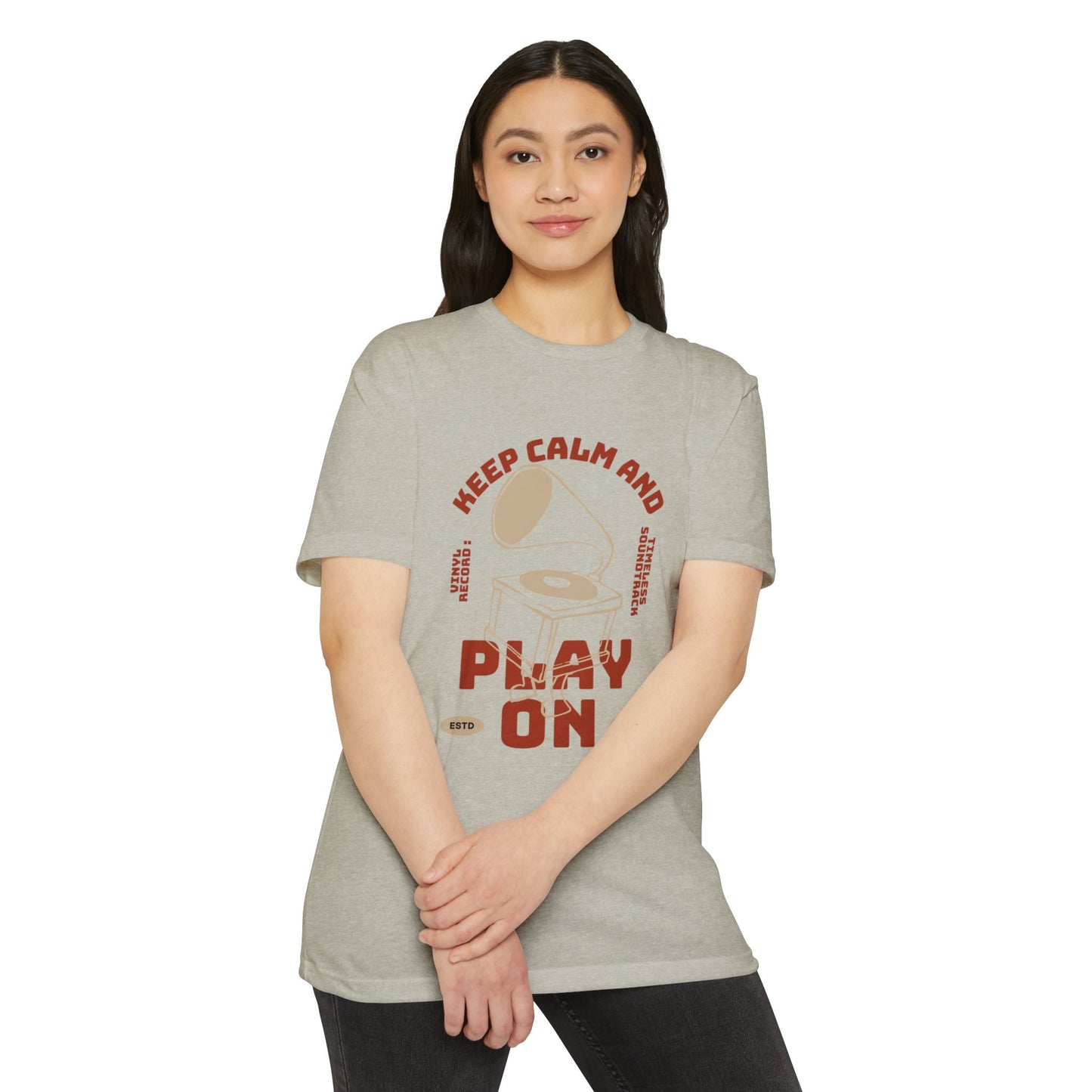 Retro Music Vibe T-Shirt, Unisex Tee, Gift for Music Lovers, Keep Calm and Play On Shirt, Casual Summer Wear, Music Themed Apparel