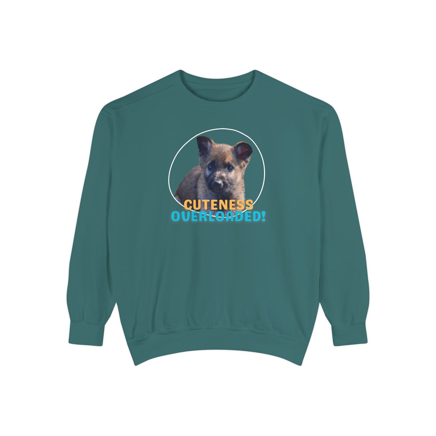 Unisex Dog Lover Hoodie With a Cute Sable German Shepherd Puppy and Caption Cuteness Overloaded