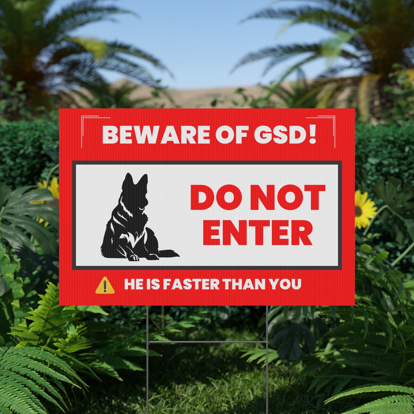 Beware of GSD Plastic Yard Sign - Do Not Enter - Home Security