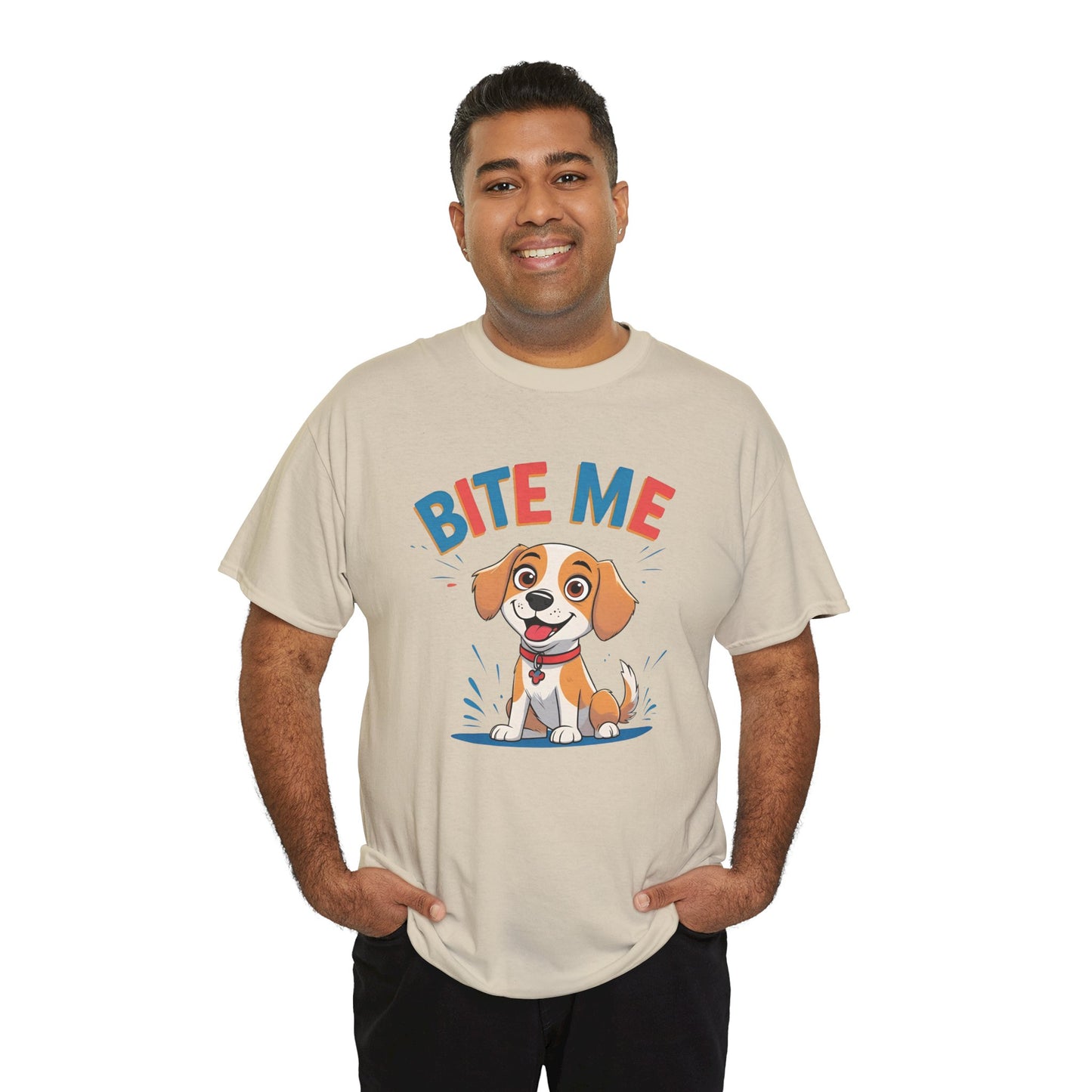 Playful Dog Lover Tee, Bite Me Unisex Cotton T-Shirt for Dog Trainers, Funny Gift for Dog Lovers, Cute Dog Apparel