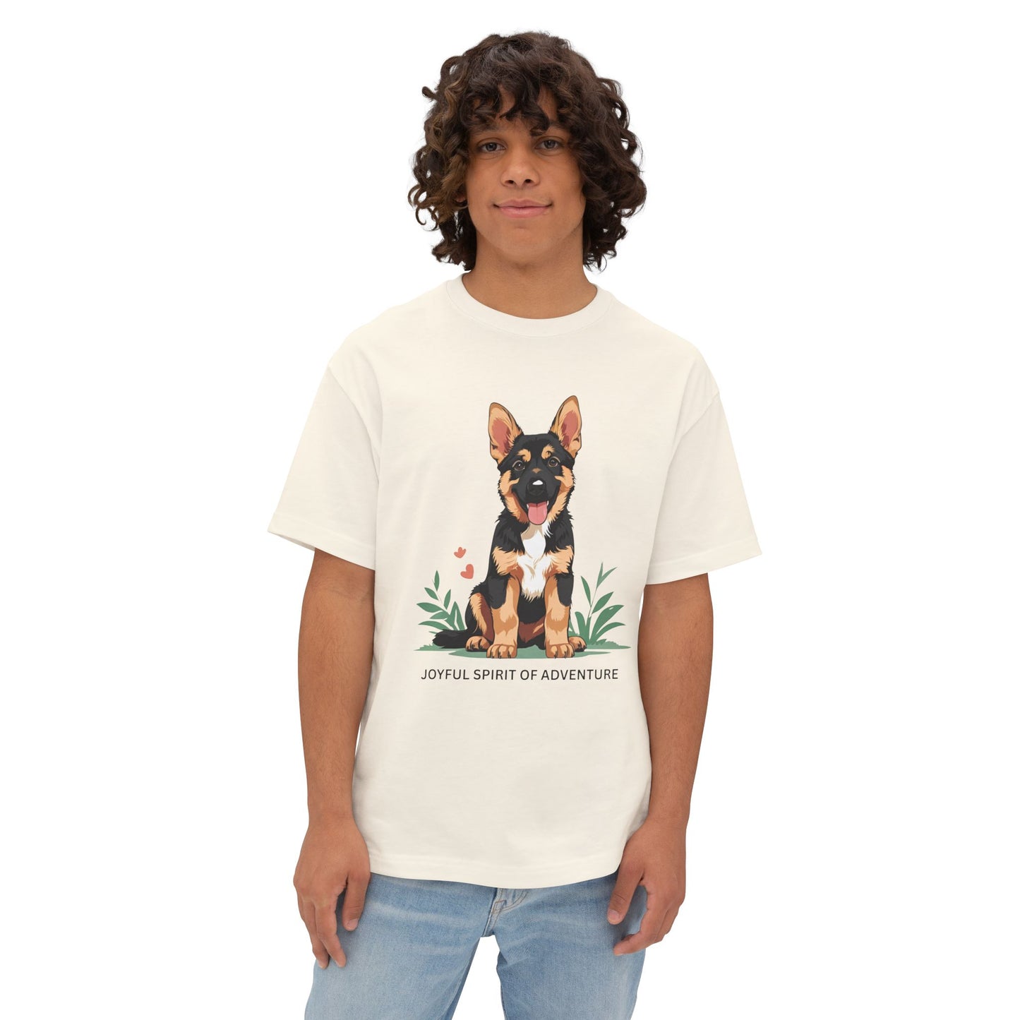 Joyful Spirit of Adventure German Shepherd Puppy Tee | Unisex Oversized Boxy T-Shirt, Pet Lover Gift, Animal Lover Apparel, Gift for Dog Owners