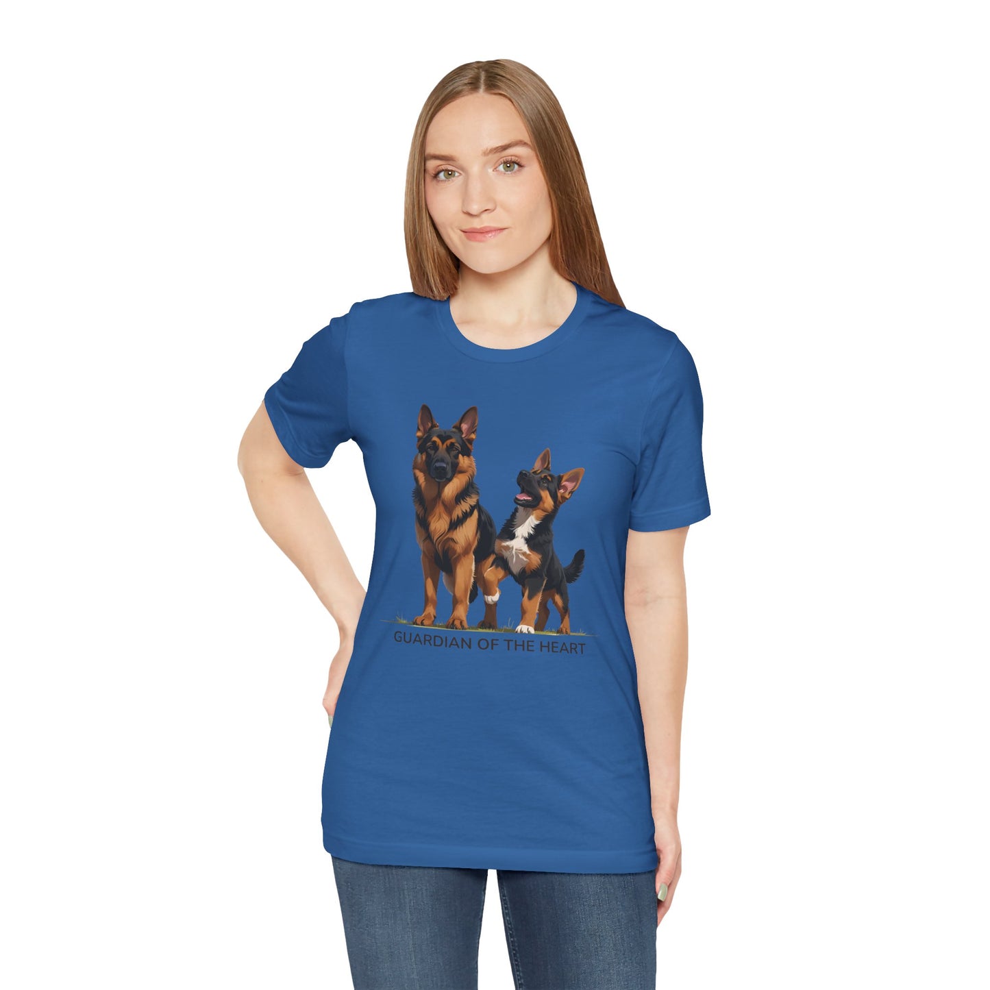 German Shepherd and Puppy Tee - Guardian of the Heart, Gifting for Pet Owners, Cute Graphic Shirt, Perfect for Birthdays, Dog-Themed Apparel