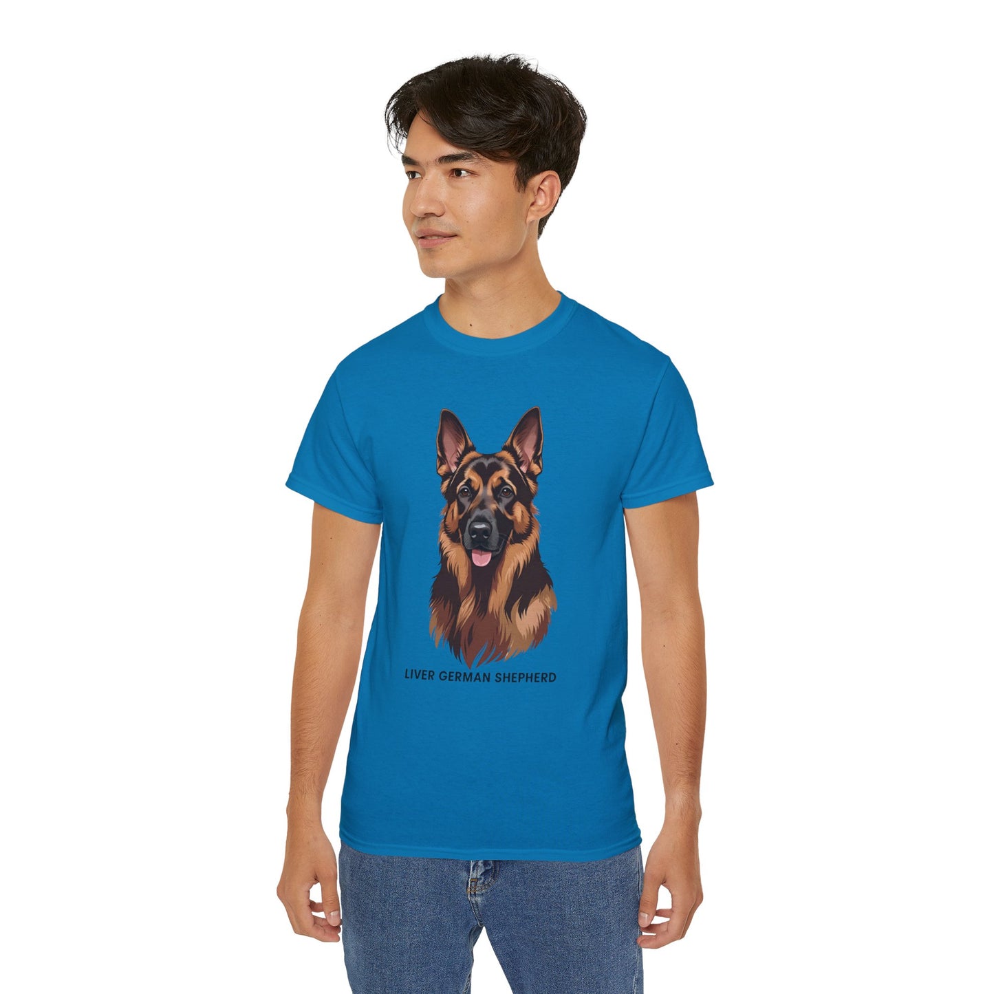 Liver German Shepherd Tee, Dog Lover Shirt, Pet Owner Gift, Animal Print T-Shirt, Unisex Graphic Tee, Birthday Present for Dog Lovers