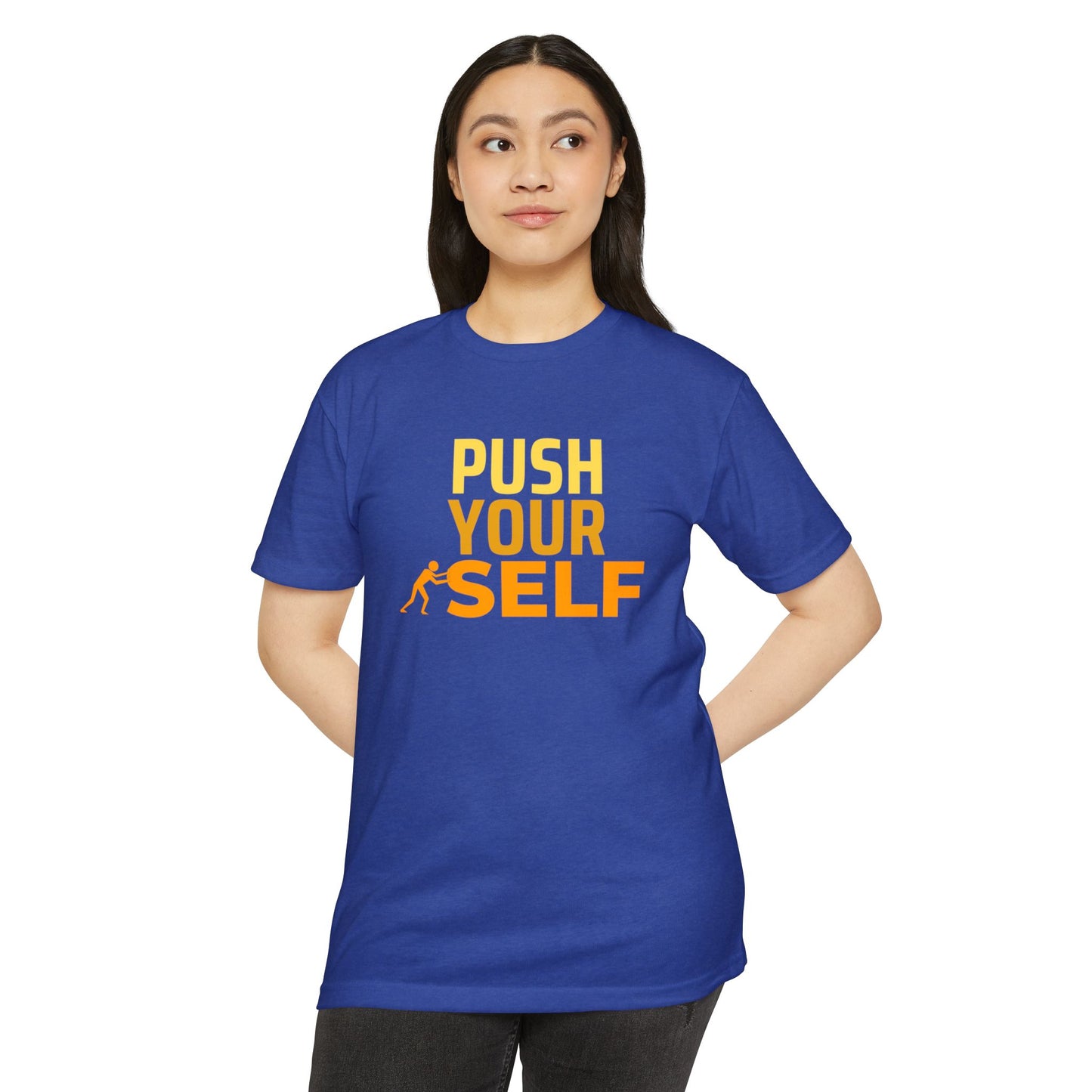 Motivational Fitness T-Shirt – "Push Your Self" - Cool Graphic Tee, Workout Shirt, Gift for Gym Lovers, Unisex Activewear, Casual Wear
