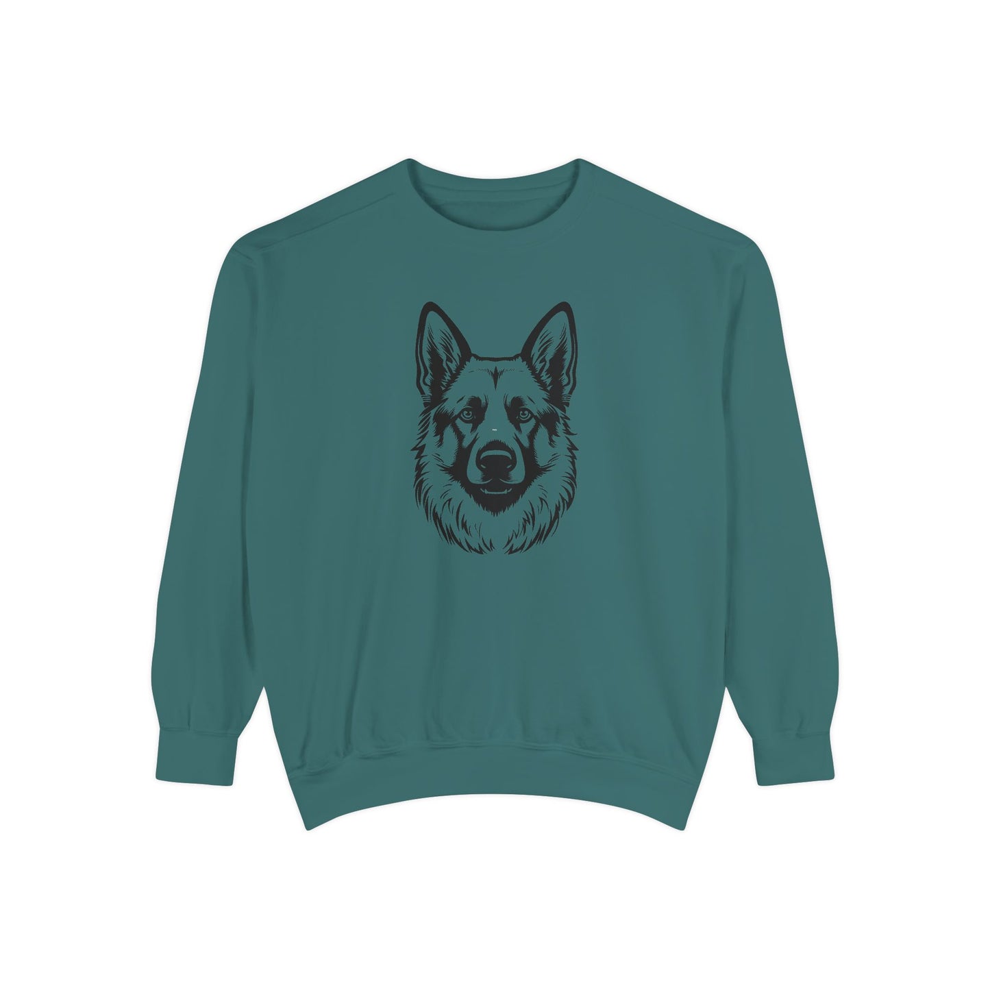 Unisex Dog Lover Sweatshirt With a Close Up Graphic of Black and Transparent German Shepherd