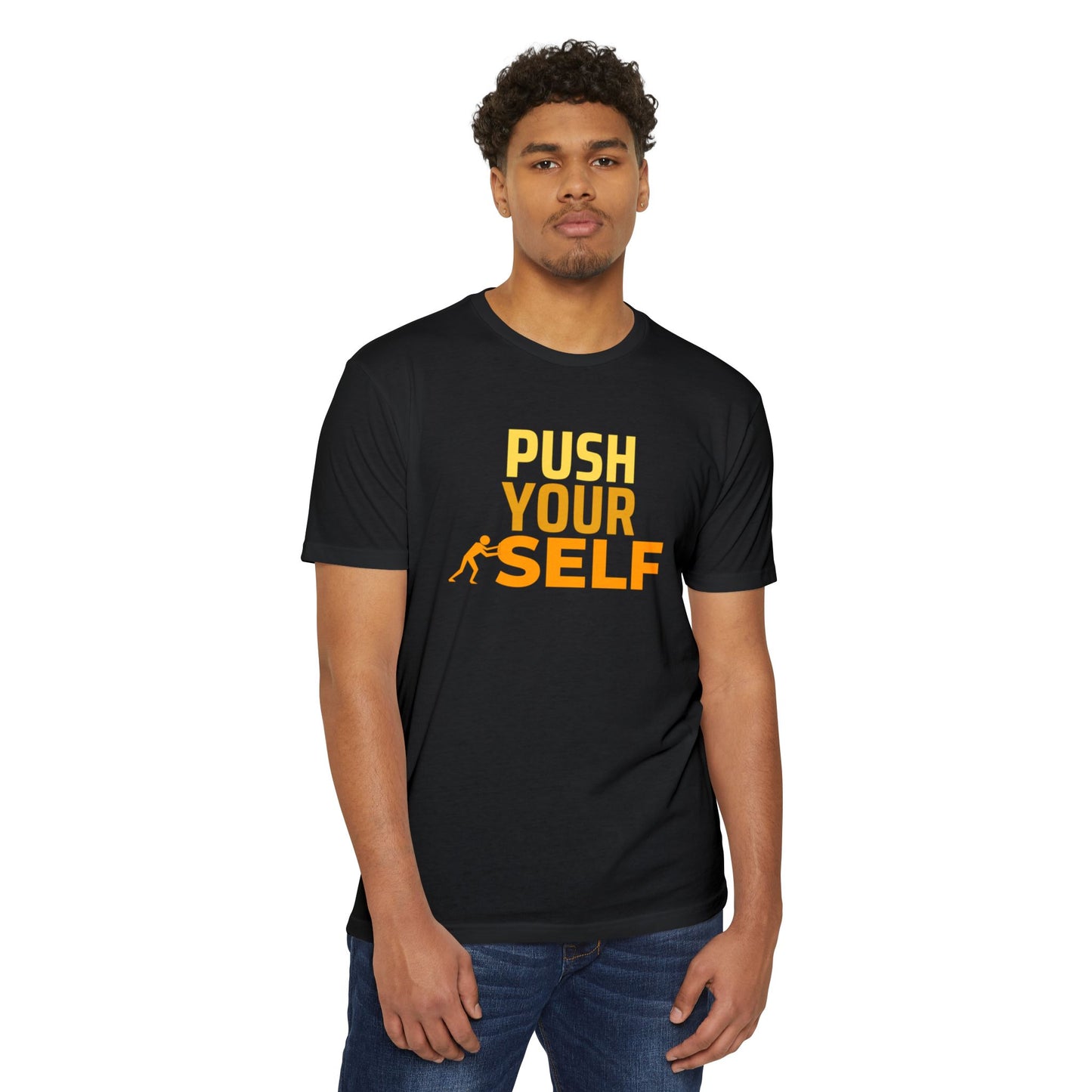 Motivational Fitness T-Shirt – "Push Your Self" - Cool Graphic Tee, Workout Shirt, Gift for Gym Lovers, Unisex Activewear, Casual Wear