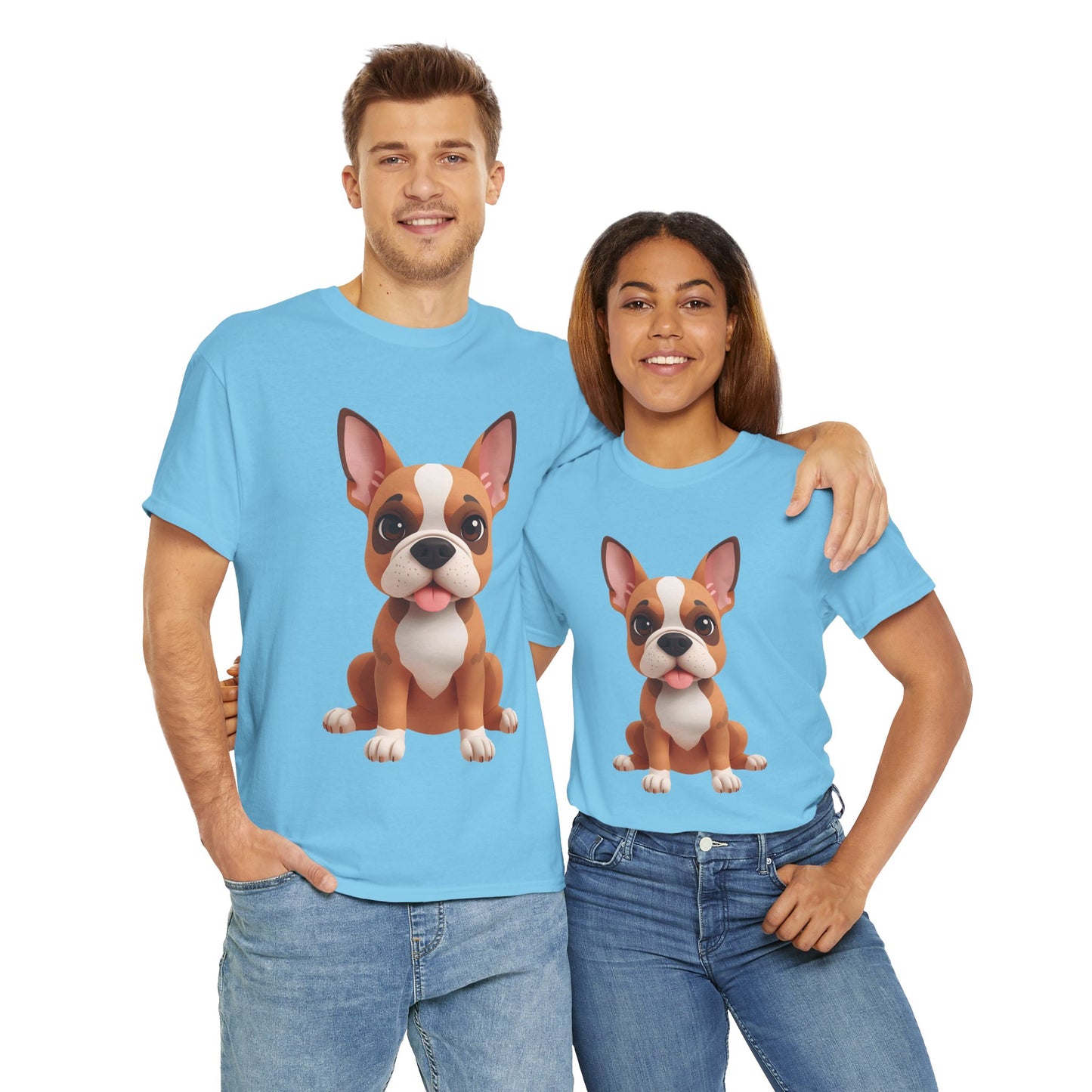 Cute 3D French Bulldog T-Shirt Unisex Heavy Cotton Tee, Dog Lover Gift