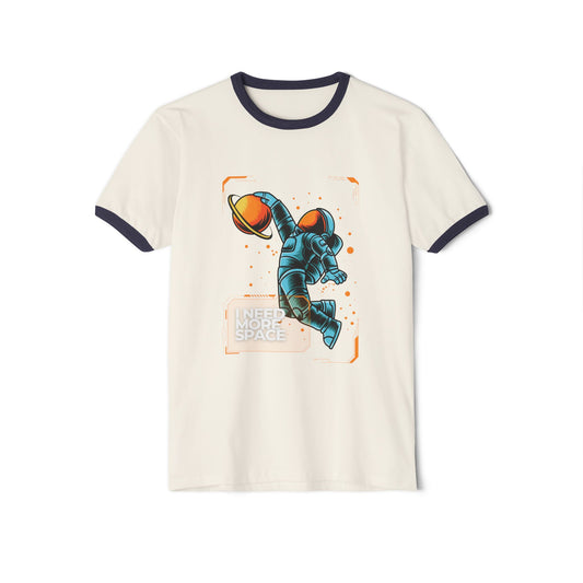 Retro Space Ringer T-Shirt - "I Need More Space", Unisex Graphic Tee, Vintage Style Shirt for Space Lovers, Cool Gift for Him/Her, Fun Everyday Wear
