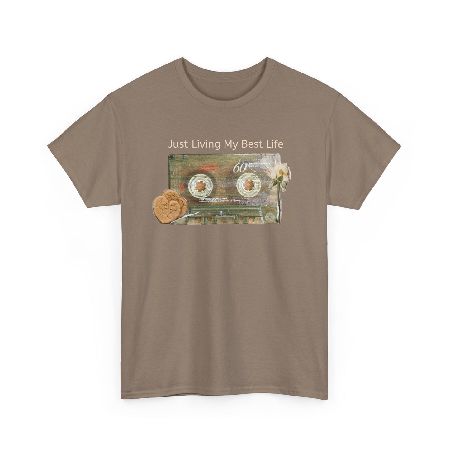 Just Living My Best Life Tee, Vintage Cassette T-Shirt, Casual Wear, Gift for Friends, Music Lover's Apparel
