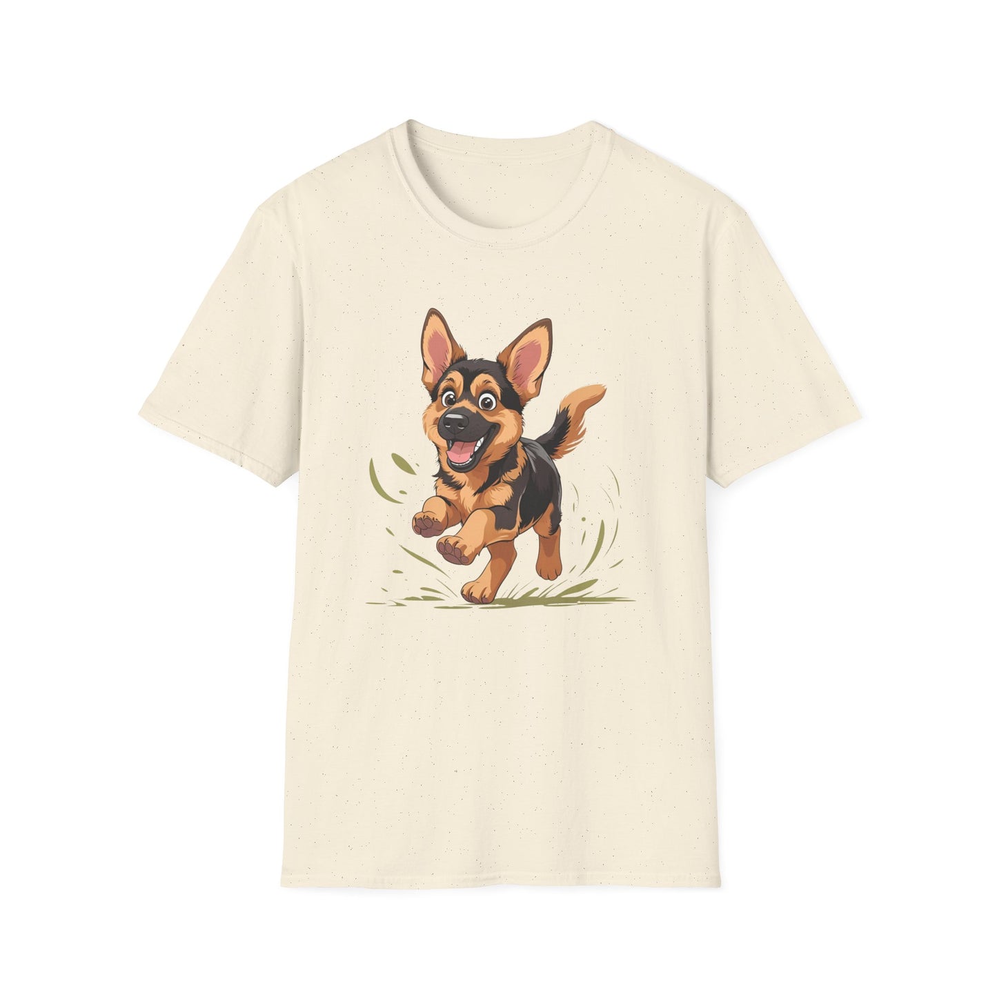 Cute Playing Puppy Graphic Unisex Softstyle T-Shirt, Dog Lover Gift, Casual Wear, Animal Theme Shirt, Perfect for Birthdays, Pet Owners