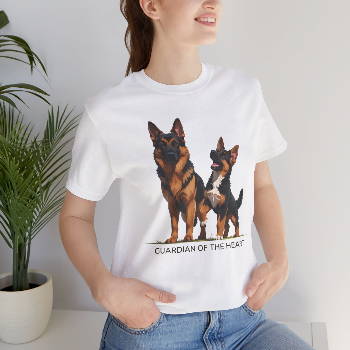 German Shepherd and Puppy Tee - Guardian of the Heart, Gifting for Pet Owners, Cute Graphic Shirt, Perfect for Birthdays, Dog-Themed Apparel
