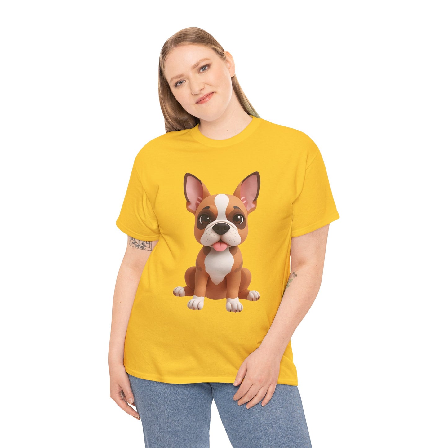 Cute 3D French Bulldog T-Shirt Unisex Heavy Cotton Tee, Dog Lover Gift
