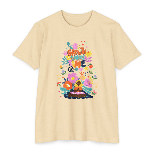 Growth Takes Time Floral Unisex T-Shirt, Spring Tee, Inspirational T-Shirt, Casual Wear, Unique Gift Idea