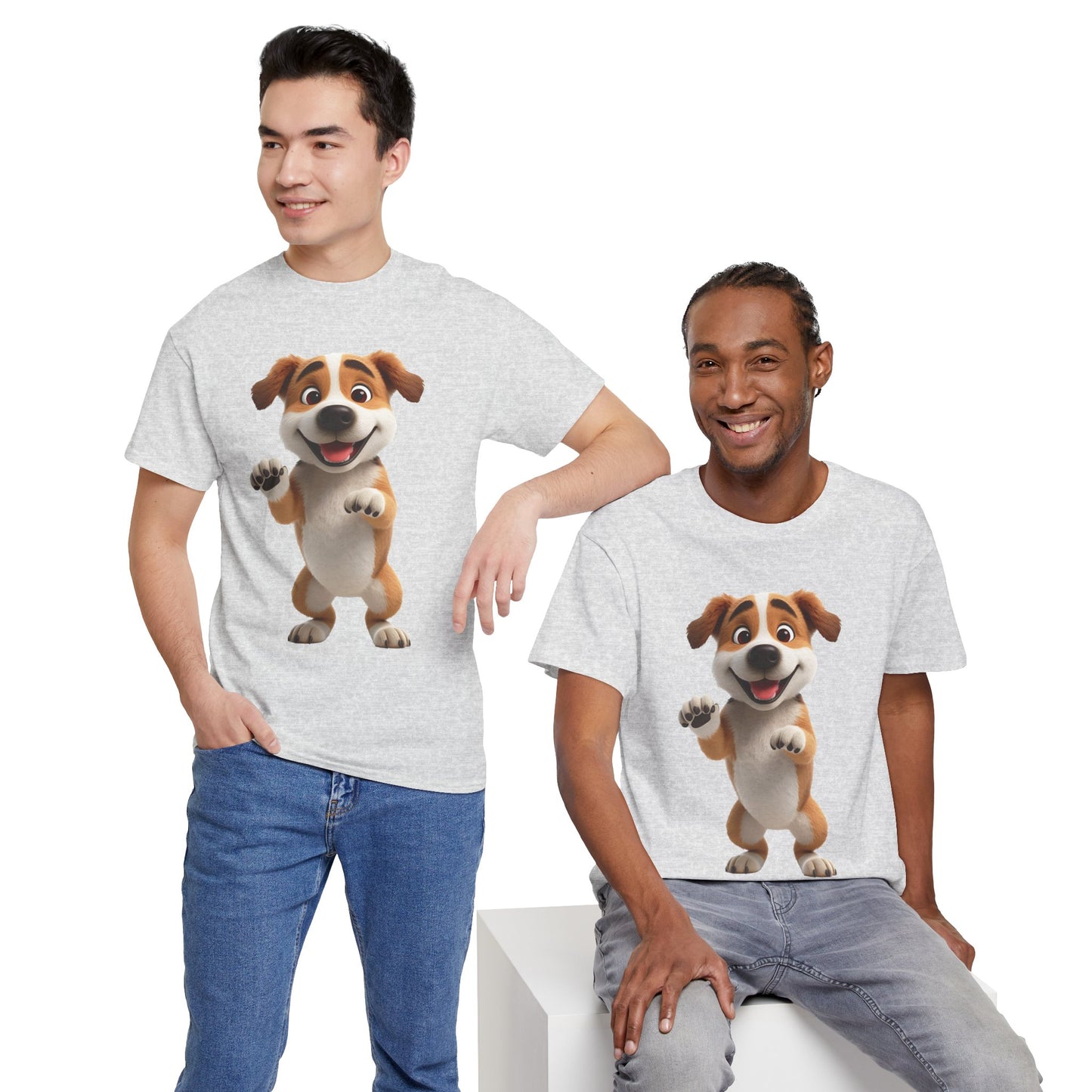 Cute Dog 3D Graphic Tee, Unisex Heavy Cotton T-Shirt, Dog Lover Gift, Fun Casual Wear