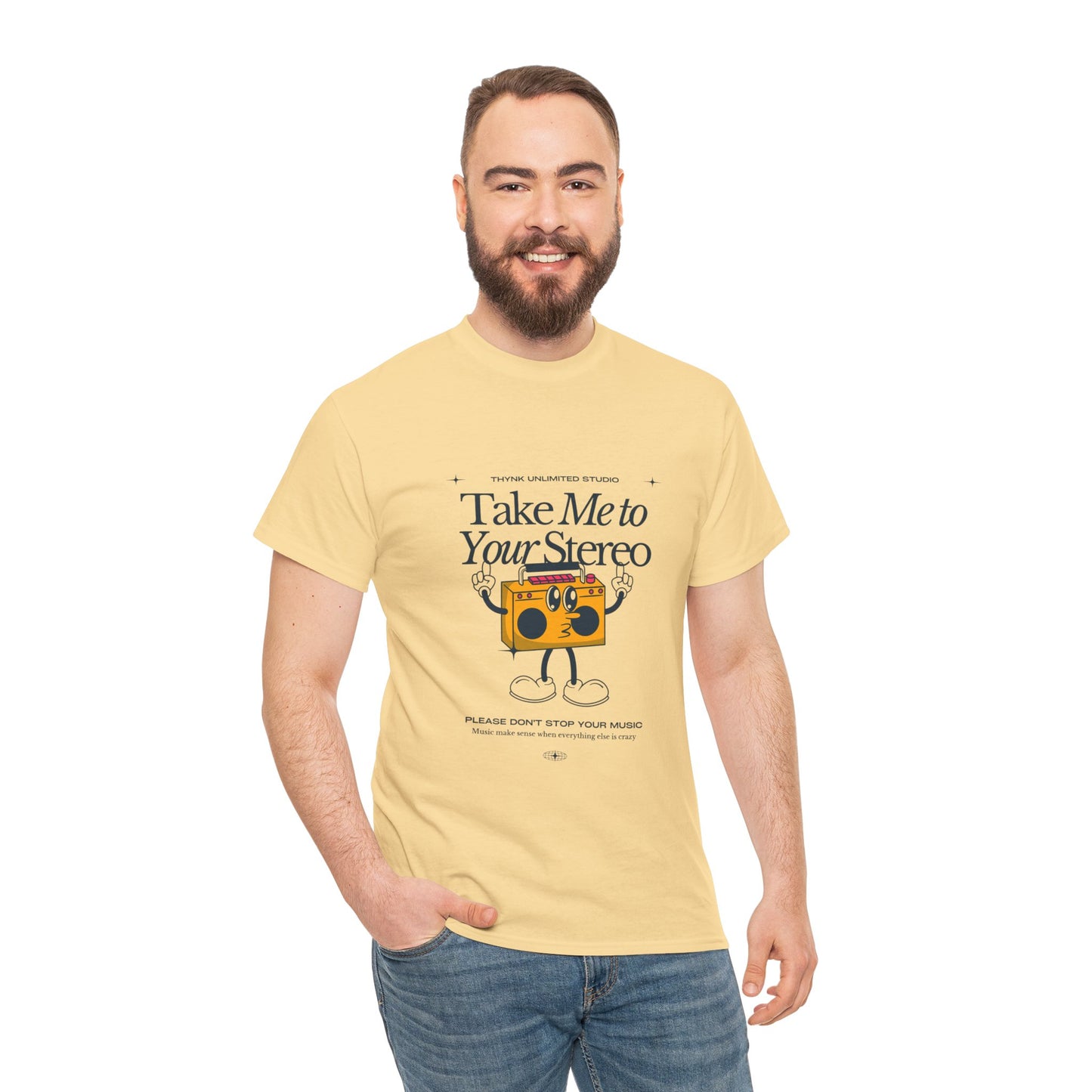 Retro Music Lover Tee - Take Me To Your Stereo, Vintage Style Shirt, Graphic T-Shirt, Unisex Cotton Top, Perfect Gift for Musicians, Summer Outfit
