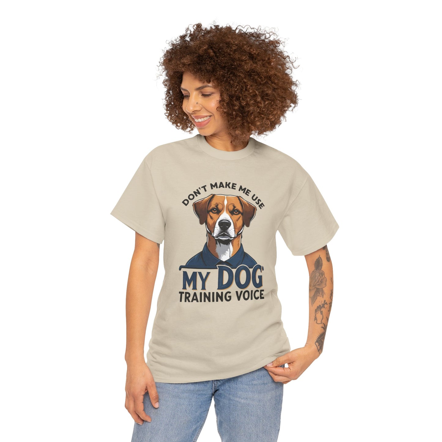 Dog Training T-Shirt - Don't Make Me Use My Dog Training Voice | Perfect Gift for Dog Owners, Casual Wear, Funny Dog Humor Shirt, Pet Training Apparel